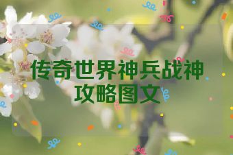 传奇世界神兵战神攻略图文