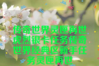传奇世界灵匣再世虎烈银卡任务传奇世界经典区新手任务灵匣再世
