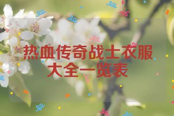 热血传奇战士衣服大全一览表