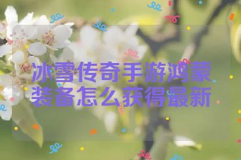 冰雪传奇手游鸿蒙装备怎么获得最新