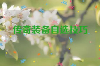 传奇装备自选技巧