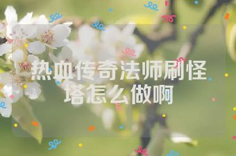 热血传奇法师刷怪塔怎么做啊
