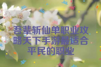 吾辈斩仙单职业攻略天下手游最适合平民的职业