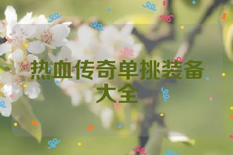 热血传奇单挑装备大全