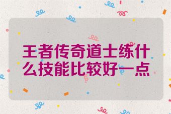 王者传奇道士练什么技能比较好一点