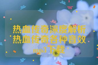 热血传奇深度解析热血传奇各种音效mp3下载