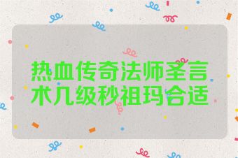 热血传奇法师圣言术几级秒祖玛合适