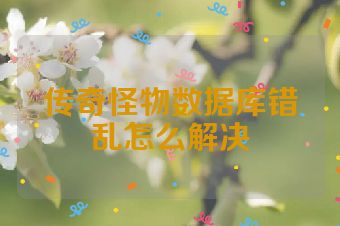 传奇怪物数据库错乱怎么解决