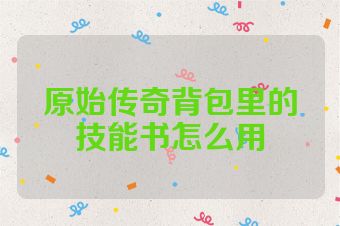 原始传奇背包里的技能书怎么用