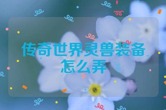 传奇世界灵兽装备怎么弄