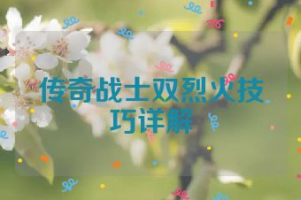 传奇战士双烈火技巧详解