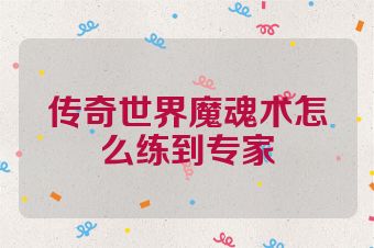 传奇世界魔魂术怎么练到专家
