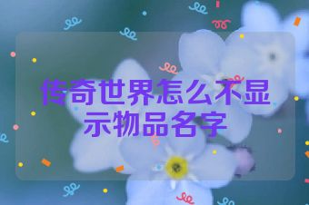 传奇世界怎么不显示物品名字