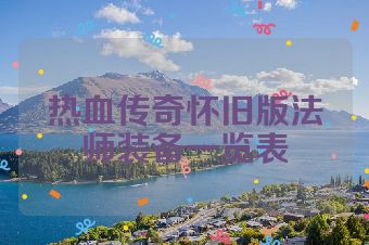热血传奇怀旧版法师装备一览表
