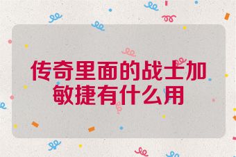 传奇里面的战士加敏捷有什么用