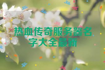 热血传奇服务器名字大全最新