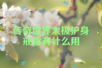 传奇世界太极护身戒指有什么用