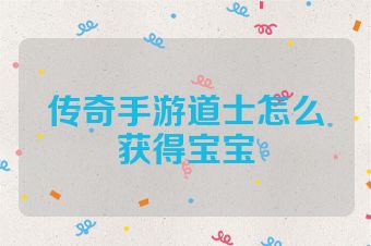 传奇手游道士怎么获得宝宝