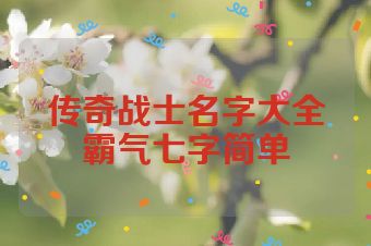 传奇战士名字大全霸气七字简单