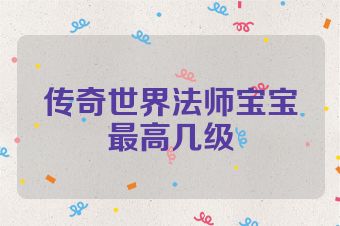 传奇世界法师宝宝最高几级