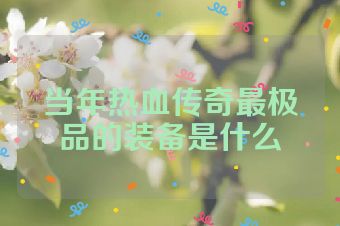 当年热血传奇最极品的装备是什么