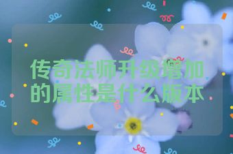 传奇法师升级增加的属性是什么版本