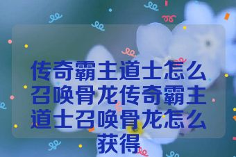 传奇霸主道士怎么召唤骨龙传奇霸主道士召唤骨龙怎么获得