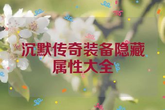 沉默传奇装备隐藏属性大全