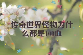 传奇世界怪物为什么都是100血