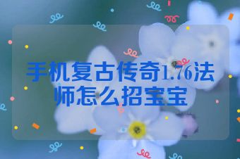 手机复古传奇1.76法师怎么招宝宝