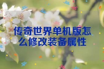 传奇世界单机版怎么修改装备属性