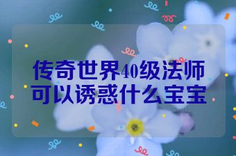 传奇世界40级法师可以诱惑什么宝宝