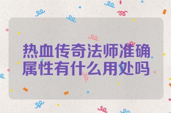 热血传奇法师准确属性有什么用处吗