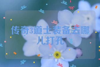 传奇3道士装备去哪儿打孔