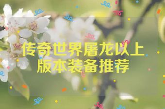 传奇世界屠龙以上版本装备推荐
