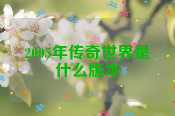2005年传奇世界是什么版本