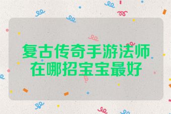 复古传奇手游法师在哪招宝宝最好