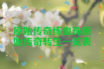 原始传奇练血珠原始传奇转生一览表