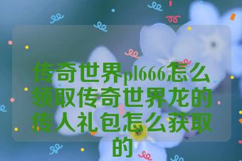 传奇世界pl666怎么领取传奇世界龙的传人礼包怎么获取的