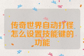 传奇世界自动打怪怎么设置技能键的功能