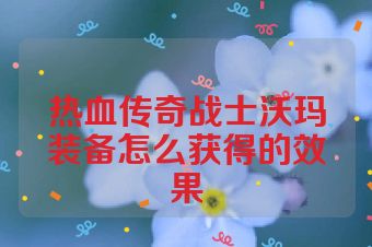热血传奇战士沃玛装备怎么获得的效果