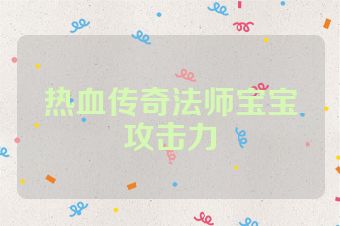 热血传奇法师宝宝攻击力