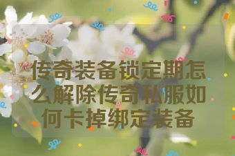 传奇装备锁定期怎么解除传奇私服如何卡掉绑定装备