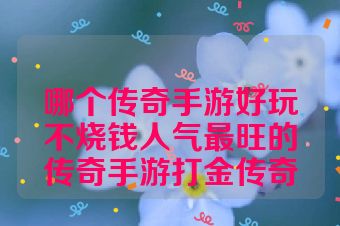 哪个传奇手游好玩不烧钱人气最旺的传奇手游打金传奇