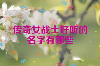 传奇女战士好听的名字有哪些