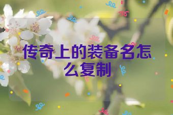 传奇上的装备名怎么复制