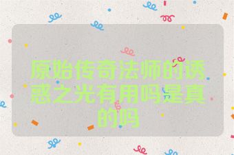 原始传奇法师的诱惑之光有用吗是真的吗