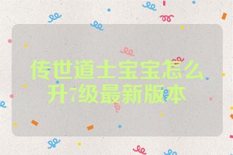 传世道士宝宝怎么升7级最新版本