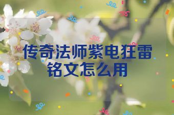 传奇法师紫电狂雷铭文怎么用