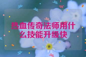 热血传奇法师用什么技能升级快